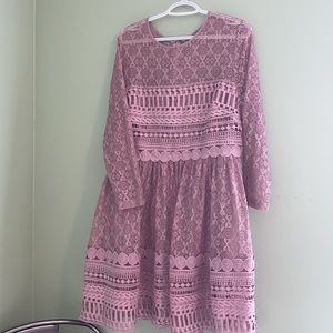 ASOS Lace Crochet Dusty Pink Dress - Wedding, Spring, Summer, Fall - L XL